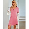 Ekouaer Nightgowns for Women Button Down Night Gown with Pockets | Short Sleeve Sleepshirt V Neck Night Shirt Soft Pajamas Dress Casual Sleepwear for Labor, Delivery, Maternity, Nursing(Coral Pink)