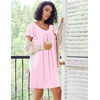 Ekouaer Nightgowns for Women Short Sleeve House Dress Pleated Night Gown | Soft Sleep Shirts V Neck Night Shirts Comfy Moo Moos Ladies Sleep Dress Plus Size Pajama Dress Gowns for Women Sleepwear(Pink)