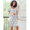 Ekouaer Nightgowns for Women Short Sleeve House Dress Pleated Night Gown | Soft Sleep Shirts V Neck Night Shirts Comfy Moo Moos Ladies Sleep Dress Plus Size Pajama Dress Gowns for Women Sleepwear(Grey Star)
