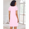 Ekouaer Nightgowns for Women Short Sleeve House Dress Pleated Night Gown | Soft Sleep Shirts V Neck Night Shirts Comfy Moo Moos Ladies Sleep Dress Plus Size Pajama Dress Gowns for Women Sleepwear(Pink)