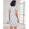 Ekouaer Nightgowns for Women Short Sleeve House Dress Pleated Night Gown | Soft Sleep Shirts V Neck Night Shirts Comfy Moo Moos Ladies Sleep Dress Plus Size Pajama Dress Gowns for Women Sleepwear(Grey Star)