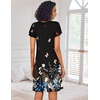 Ekouaer Nightgowns for Women Short Sleeve House Dress Pleated Night Gown | Soft Sleep Shirts V Neck Night Shirts Comfy Moo Moos Ladies Sleep Dress Plus Size Pajama Dress Gowns for Women Sleepwear(Black Butterfly)