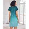 Ekouaer Nightgowns for Women Short Sleeve House Dress Pleated Night Gown | Soft Sleep Shirts V Neck Night Shirts Comfy Moo Moos Ladies Sleep Dress Plus Size Pajama Dress Gowns for Women Sleepwear(Blue Leaves)