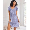 Ekouaer Nightgowns for Women Short Sleeve House Dress Pleated Night Gown | Soft Sleep Shirts V Neck Night Shirts Comfy Moo Moos Ladies Sleep Dress Plus Size Pajama Dress Gowns for Women Sleepwear(Purple Speckle)