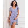 Ekouaer Nightgowns for Women Short Sleeve House Dress Pleated Night Gown | Soft Sleep Shirts V Neck Night Shirts Comfy Moo Moos Ladies Sleep Dress Plus Size Pajama Dress Gowns for Women Sleepwear(Purple Speckle)