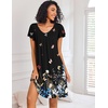 Ekouaer Nightgowns for Women Short Sleeve House Dress Pleated Night Gown | Soft Sleep Shirts V Neck Night Shirts Comfy Moo Moos Ladies Sleep Dress Plus Size Pajama Dress Gowns for Women Sleepwear(Black Butterfly)