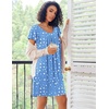 Ekouaer Nightgowns for Women Short Sleeve House Dress Pleated Night Gown | Soft Sleep Shirts V Neck Night Shirts Comfy Moo Moos Ladies Sleep Dress Plus Size Pajama Dress Gowns for Women Sleepwear(Blue Star)