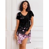Ekouaer Nightgowns for Women Short Sleeve House Dress Pleated Night Gown | Soft Sleep Shirts V Neck Night Shirts Comfy Moo Moos Ladies Sleep Dress Plus Size Pajama Dress Gowns for Women Sleepwear(Cherry Blossoms)