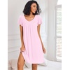 Ekouaer Nightgowns for Women Short Sleeve House Dress Pleated Night Gown | Soft Sleep Shirts V Neck Night Shirts Comfy Moo Moos Ladies Sleep Dress Plus Size Pajama Dress Gowns for Women Sleepwear(Pink)