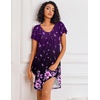 Ekouaer Nightgowns for Women Short Sleeve House Dress Pleated Night Gown | Soft Sleep Shirts V Neck Night Shirts Comfy Moo Moos Ladies Sleep Dress Plus Size Pajama Dress Gowns for Women Sleepwear(Purple Floral)