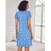 Ekouaer Nightgowns for Women Short Sleeve House Dress Pleated Night Gown | Soft Sleep Shirts V Neck Night Shirts Comfy Moo Moos Ladies Sleep Dress Plus Size Pajama Dress Gowns for Women Sleepwear(Blue Star)