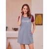 Ekouaer Nightgowns for Women Soft Sleep Shirts with Pockets Short Sleeves Printed Crewneck Nightshirt | Crew neck, above the Knee, lightweight & breathable, contrasting sleeves night dress for home/go out/sleep, S-3XL(Grey Sleep Print)