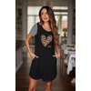 Ekouaer Nightgowns for Women Soft Sleep Shirts with Pockets Short Sleeves Printed Crewneck Nightshirt | Crew neck, above the Knee, lightweight & breathable, contrasting sleeves night dress for home/go out/sleep, S-3XL(Black Leopard)