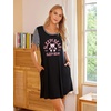 Ekouaer Nightgowns for Women Soft Sleep Shirts with Pockets Short Sleeves Printed Crewneck Nightshirt | Crew neck, above the Knee, lightweight & breathable, contrasting sleeves night dress for home/go out/sleep, S-3XL(Black Bear)