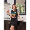 Ekouaer Nightgowns for Women Soft Sleep Shirts with Pockets Short Sleeves Printed Crewneck Nightshirt | Crew neck, above the Knee, lightweight & breathable, contrasting sleeves night dress for home/go out/sleep, S-3XL(Black Ma Ma Mummy)