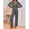 Ekouaer Pajamas For Women Set Button Down Sleepwear Long Pj Pant Lounge Set | 2 Pieces,Long Sleeve,Patch Pocket,Elastic Waistband,Soft,Breathable,Lightweight,Fall and Winter(Dark Heather Grey)