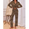 Ekouaer Pajamas For Women Set Button Down Sleepwear Long Pj Pant Lounge Set | 2 Pieces,Long Sleeve,Patch Pocket,Elastic Waistband,Soft,Breathable,Lightweight,Fall and Winter(01 Tawny Cheetah)
