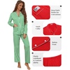 Ekouaer Pajamas For Women Set Button Down Sleepwear Long Pj Pant Lounge Set | 2 Pieces,Long Sleeve,Patch Pocket,Elastic Waistband,Soft,Breathable,Lightweight,Fall and Winter(Green Striped)