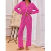 Ekouaer Pajamas For Women Set Button Down Sleepwear Long Pj Pant Lounge Set | 2 Pieces,Long Sleeve,Patch Pocket,Elastic Waistband,Soft,Breathable,Lightweight,Fall and Winter(Hot Pink Leopard)