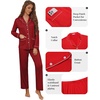 Ekouaer Pajamas For Women Set Button Down Sleepwear Long Pj Pant Lounge Set | 2 Pieces,Long Sleeve,Patch Pocket,Elastic Waistband,Soft,Breathable,Lightweight,Fall and Winter(Wine Red)