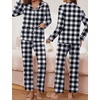 Ekouaer Pajamas For Women Set Button Down Sleepwear Long Pj Pant Lounge Set | 2 Pieces,Long Sleeve,Patch Pocket,Elastic Waistband,Soft,Breathable,Lightweight,Fall and Winter(Black Plaid)