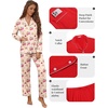 Ekouaer Pajamas For Women Set Button Down Sleepwear Long Pj Pant Lounge Set | 2 Pieces,Long Sleeve,Patch Pocket,Elastic Waistband,Soft,Breathable,Lightweight,Fall and Winter(Cherry Teddy)