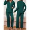 Ekouaer Pajamas For Women Set Button Down Sleepwear Long Pj Pant Lounge Set | 2 Pieces,Long Sleeve,Patch Pocket,Elastic Waistband,Soft,Breathable,Lightweight,Fall and Winter(Lake Green)