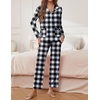 Ekouaer Pajamas For Women Set Button Down Sleepwear Long Pj Pant Lounge Set | 2 Pieces,Long Sleeve,Patch Pocket,Elastic Waistband,Soft,Breathable,Lightweight,Fall and Winter(Black Plaid)