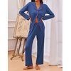Ekouaer Pajamas For Women Set Button Down Sleepwear Long Pj Pant Lounge Set | 2 Pieces,Long Sleeve,Patch Pocket,Elastic Waistband,Soft,Breathable,Lightweight,Fall and Winter(Navy)