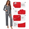 Ekouaer Pajamas For Women Set Button Down Sleepwear Long Pj Pant Lounge Set | 2 Pieces,Long Sleeve,Patch Pocket,Elastic Waistband,Soft,Breathable,Lightweight,Fall and Winter(Black Plaid)