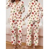 Ekouaer Pajamas For Women Set Button Down Sleepwear Long Pj Pant Lounge Set | 2 Pieces,Long Sleeve,Patch Pocket,Elastic Waistband,Soft,Breathable,Lightweight,Fall and Winter(Gingerbread Wreath)