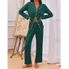 Ekouaer Pajamas For Women Set Button Down Sleepwear Long Pj Pant Lounge Set | 2 Pieces,Long Sleeve,Patch Pocket,Elastic Waistband,Soft,Breathable,Lightweight,Fall and Winter(Lake Green)