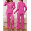 Ekouaer Pajamas For Women Set Button Down Sleepwear Long Pj Pant Lounge Set | 2 Pieces,Long Sleeve,Patch Pocket,Elastic Waistband,Soft,Breathable,Lightweight,Fall and Winter(Hot Pink Leopard)