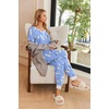 Ekouaer Pajamas for Women Set 2 Piece Fall Sleepwear with Pockets | Soft Ladies Pajama Sets, Matching Pjs, Short Sleeve Lounge Sets, Joggers Long Pants, Casual Loungewear(Blue Flowers)