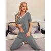 Ekouaer Pajamas for Women Set 2 Piece Fall Sleepwear with Pockets | Soft Ladies Pajama Sets, Matching Pjs, Short Sleeve Lounge Sets, Joggers Long Pants, Casual Loungewear(Black Stripe)