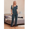 Ekouaer Pajamas for Women Set 2 Piece Fall Sleepwear with Pockets | Soft Ladies Pajama Sets, Matching Pjs, Short Sleeve Lounge Sets, Joggers Long Pants, Casual Loungewear(Blue Purple Plaid)