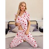 Ekouaer Pajamas for Women Set 2 Piece Fall Sleepwear with Pockets | Soft Ladies Pajama Sets, Matching Pjs, Short Sleeve Lounge Sets, Joggers Long Pants, Casual Loungewear(Pink-love)