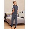 Ekouaer Pajamas for Women Set 2 Piece Fall Sleepwear with Pockets | Soft Ladies Pajama Sets, Matching Pjs, Short Sleeve Lounge Sets, Joggers Long Pants, Casual Loungewear(Blue Purple Plaid)