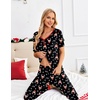 Ekouaer Pajamas for Women Set 2 Piece Fall Sleepwear with Pockets | Soft Ladies Pajama Sets, Matching Pjs, Short Sleeve Lounge Sets, Joggers Long Pants, Casual Loungewear(Black Christmas)
