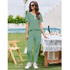 Ekouaer Pajamas for Women Set 2 Piece Fall Sleepwear with Pockets | Soft Ladies Pajama Sets, Matching Pjs, Short Sleeve Lounge Sets, Joggers Long Pants, Casual Loungewear(Green Stripe)