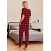 Ekouaer Pajamas for Women Set 2 Piece Fall Sleepwear with Pockets | Soft Ladies Pajama Sets, Matching Pjs, Short Sleeve Lounge Sets, Joggers Long Pants, Casual Loungewear(Red Plaid)