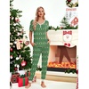 Ekouaer Pajamas for Women Set 2 Piece Fall Sleepwear with Pockets | Soft Ladies Pajama Sets, Matching Pjs, Short Sleeve Lounge Sets, Joggers Long Pants, Casual Loungewear(Green-teddy Christmas)