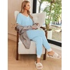 Ekouaer Pajamas for Women Set 2 Piece Fall Sleepwear with Pockets | Soft Ladies Pajama Sets, Matching Pjs, Short Sleeve Lounge Sets, Joggers Long Pants, Casual Loungewear(Light Blue)