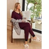 Ekouaer Pajamas for Women Set 2 Piece Fall Sleepwear with Pockets | Soft Ladies Pajama Sets, Matching Pjs, Short Sleeve Lounge Sets, Joggers Long Pants, Casual Loungewear(Dark Red-black)