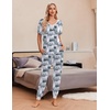 Ekouaer Pajamas for Women Set 2 Piece Fall Sleepwear with Pockets | Soft Ladies Pajama Sets, Matching Pjs, Short Sleeve Lounge Sets, Joggers Long Pants, Casual Loungewear(Gery Cat)