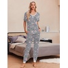 Ekouaer Pajamas for Women Set 2 Piece Fall Sleepwear with Pockets | Soft Ladies Pajama Sets, Matching Pjs, Short Sleeve Lounge Sets, Joggers Long Pants, Casual Loungewear(Gery Coffee)