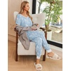 Ekouaer Pajamas for Women Set 2 Piece Fall Sleepwear with Pockets | Soft Ladies Pajama Sets, Matching Pjs, Short Sleeve Lounge Sets, Joggers Long Pants, Casual Loungewear(Blue Cashew)