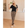 Ekouaer Pajamas for Women Set 2 Piece Fall Sleepwear with Pockets | Soft Ladies Pajama Sets, Matching Pjs, Short Sleeve Lounge Sets, Joggers Long Pants, Casual Loungewear(Black Leopard)