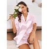 Ekouaer Satin Pajama Set for Women 2 Piece Pj Sets Short Sleeve Sleepwear | Super Soft Silky Summer Loungewear Set with Ruffle Short Sleeve Top and Pocket Shorts, Casual Travel Daily Gift(Pink Leopard)