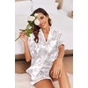 Ekouaer Satin Pajama Set for Women 2 Piece Pj Sets Short Sleeve Sleepwear | Super Soft Silky Summer Loungewear Set with Ruffle Short Sleeve Top and Pocket Shorts, Casual Travel Daily Gift(Pink Hydrangea)